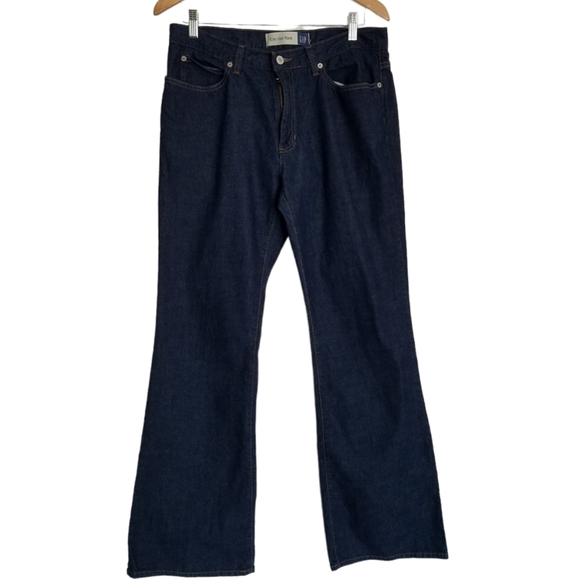 GAP Women's Low Rise Flare Dark Blue Denim Jeans  Size 12 Reg - Picture 1 of 10